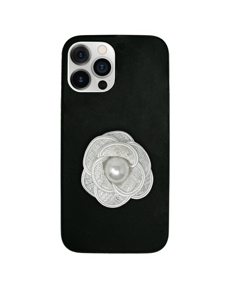 Pearl Black Camellia Case iPhone 15 plus