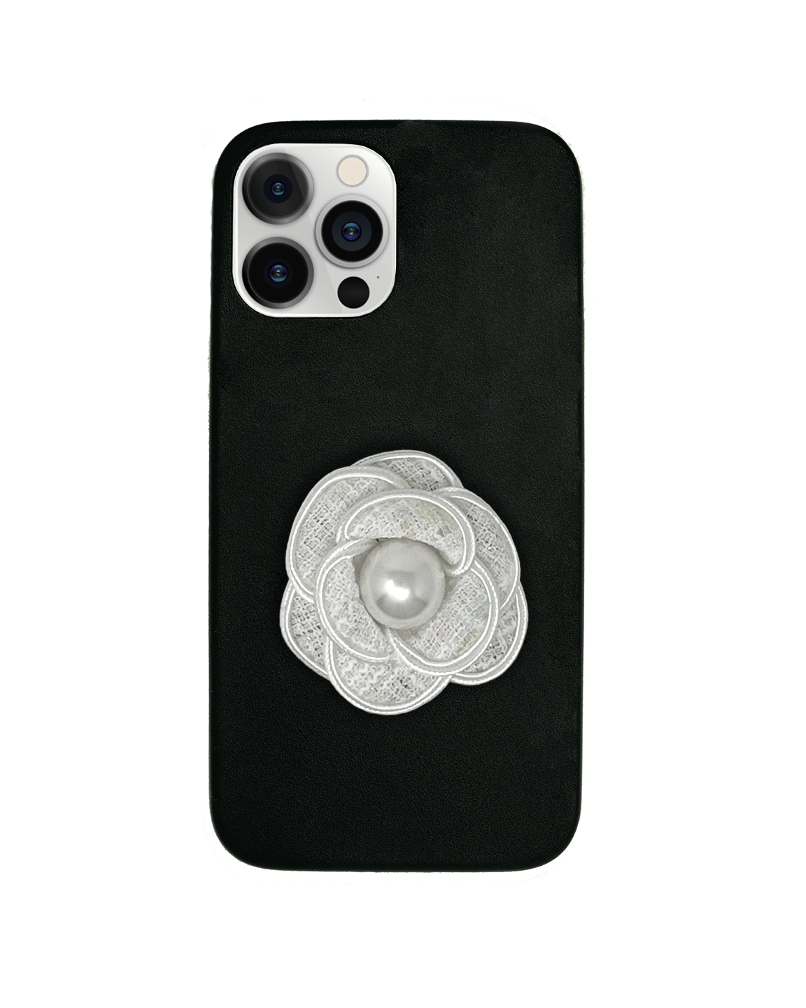 Perlschwarze Kamelienhülle für iPhone 13 Pro Max