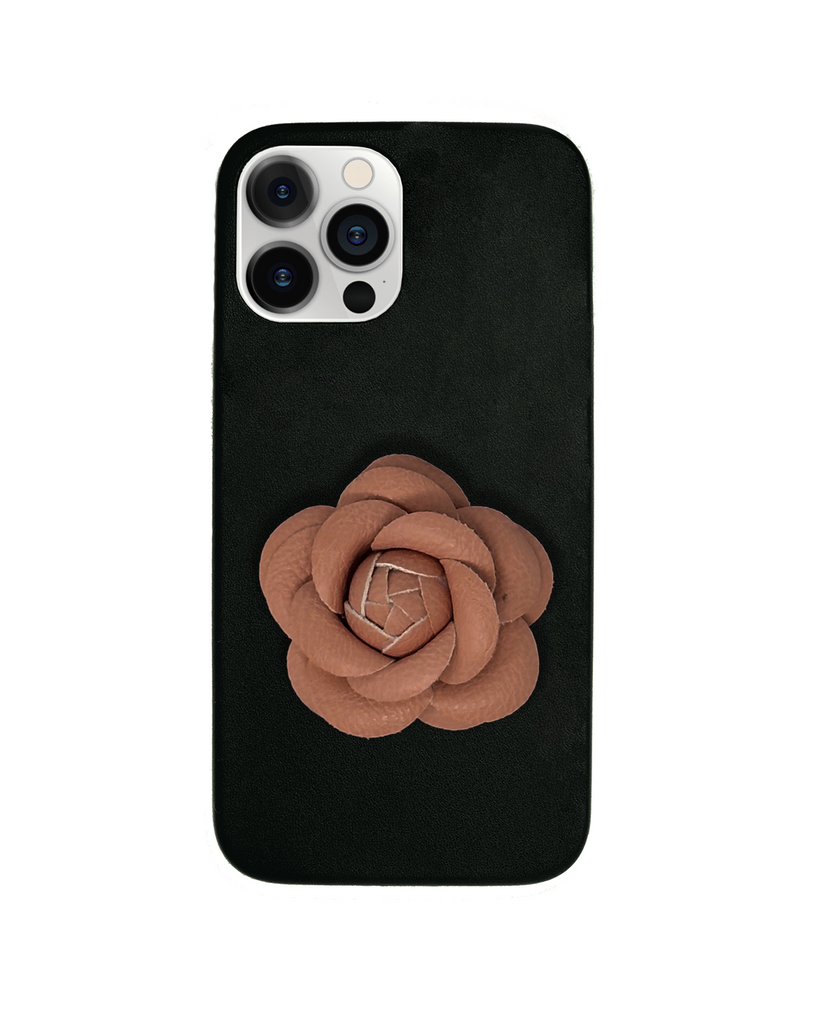 Pink Black Camellia Case iPhone 15 Pro