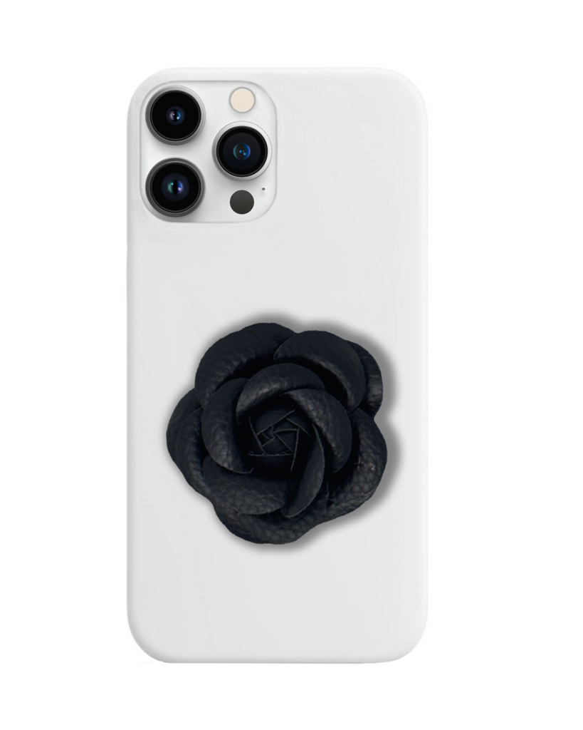 Black White Camellia Case iPhone 15 Pro