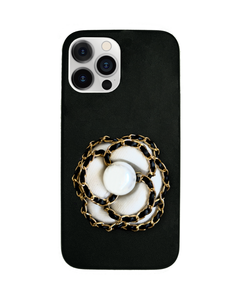 White Chain Camellia Case iPhone 14 plus